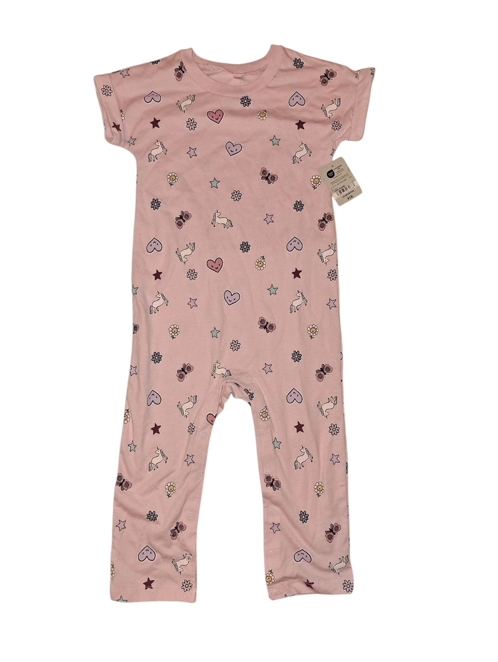 jcpenney Pink Unicorn Heart Print Kids One-Piece Footie
